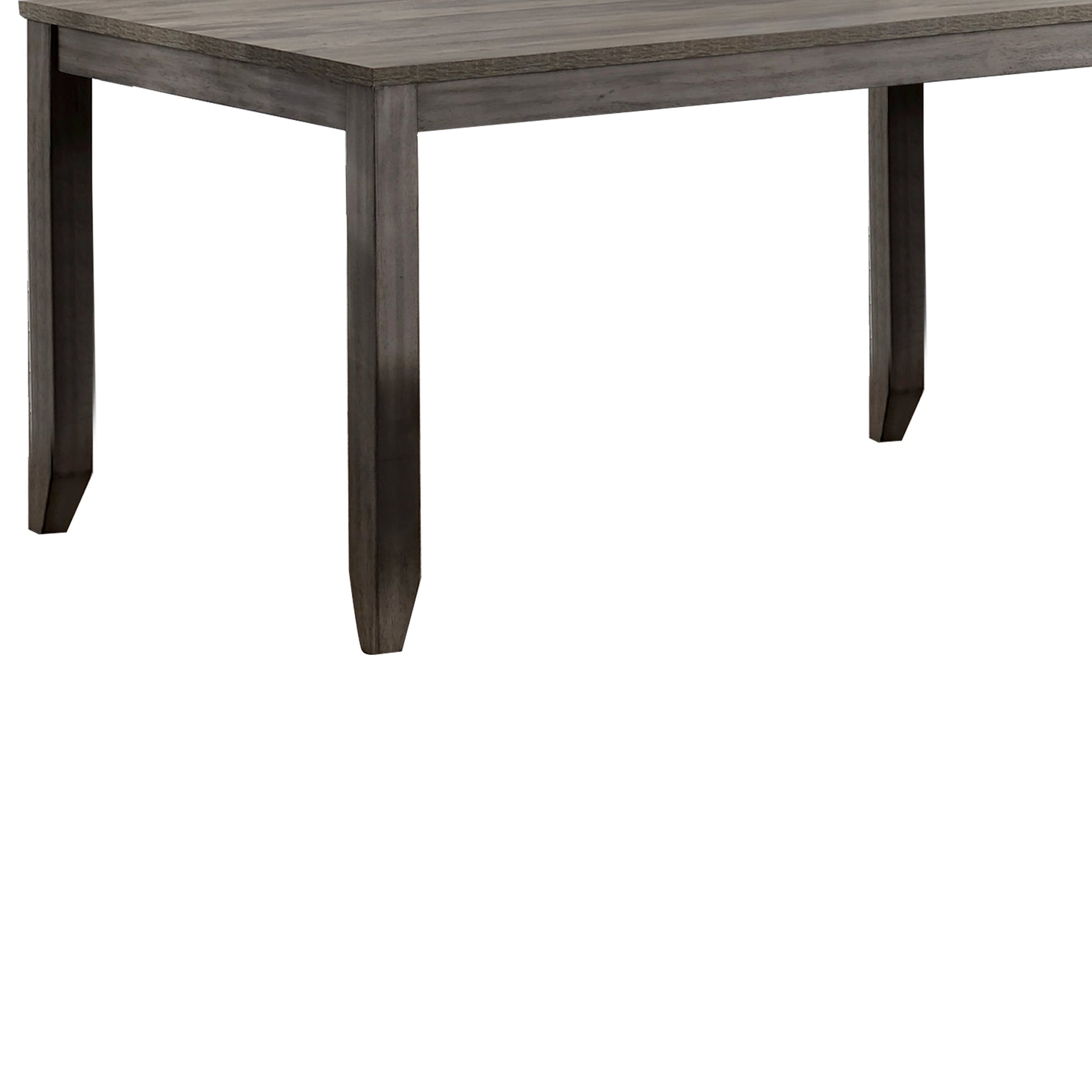 Benzara BM215320 Wooden Dining Table With Textured Details and Chamfered Feet, Gray