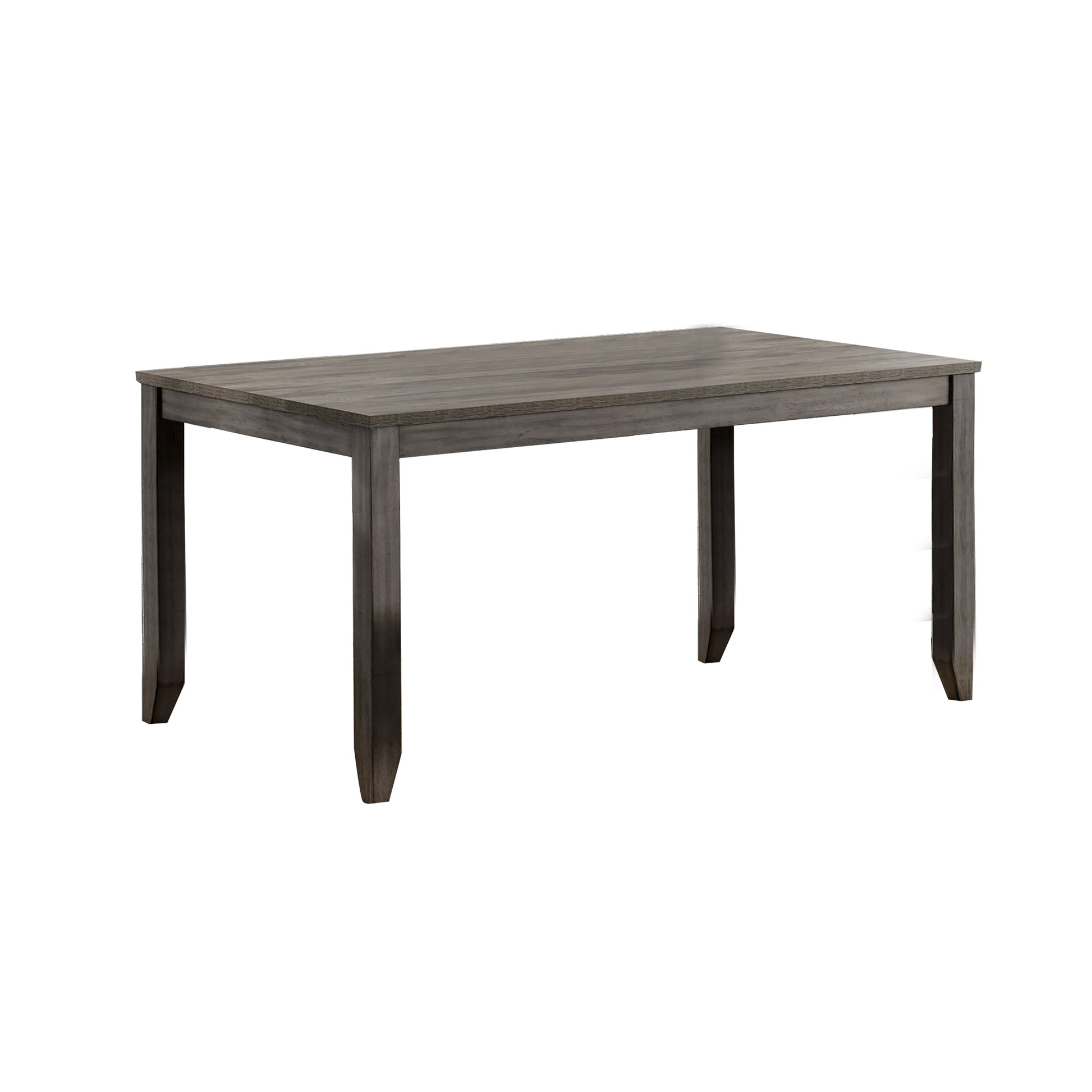 Benzara BM215320 Wooden Dining Table With Textured Details and Chamfered Feet, Gray