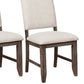 Benzara BM215421 Brown and Cream Counter Height Chair With Nailhead Trimmed Back, Set of 2