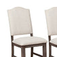 Benzara BM215421 Brown and Cream Counter Height Chair With Nailhead Trimmed Back, Set of 2