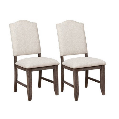 Benzara BM215421 Brown and Cream Counter Height Chair With Nailhead Trimmed Back, Set of 2