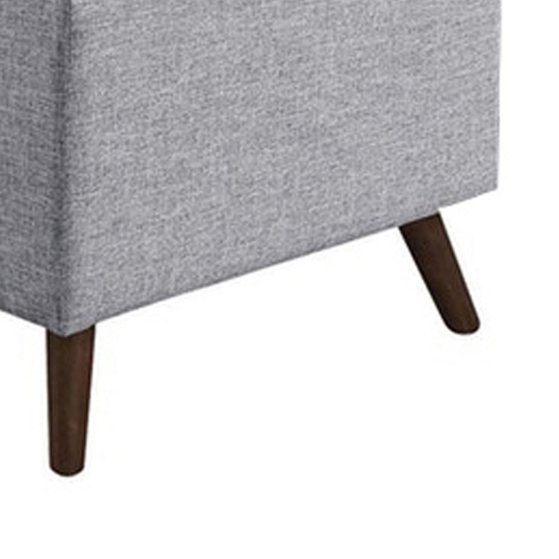 Benzara BM215972 Gray Fabric Upholstered Corner Chair With Tufted Back and Splayed Legs