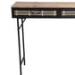 Benzara BM216842 Black and Brown Wooden Top Metal Frame Accent Table With 2 Slatted Doors,