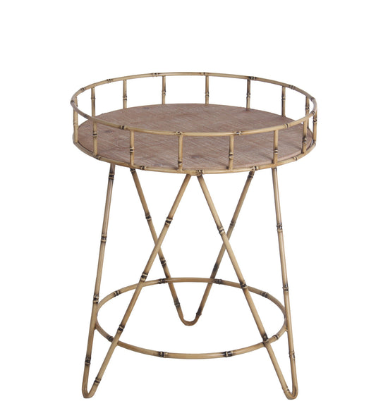 Benzara BM217031 Brown Rail Top Accent Table With Bamboo Hairpin Legs