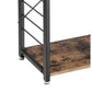 Benzara BM217095 Brown and Black Wood and Metal Bakers Rack With 4 Shelves and Wire Basket