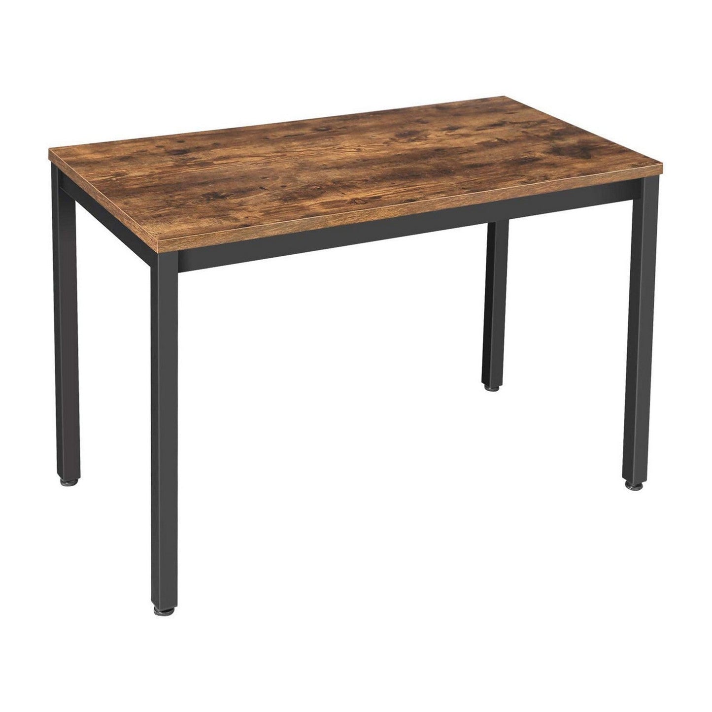 Benzara BM217108 47" Rustic Brown, Black Rectangular Wood Top Writing Desk With Iron Legs