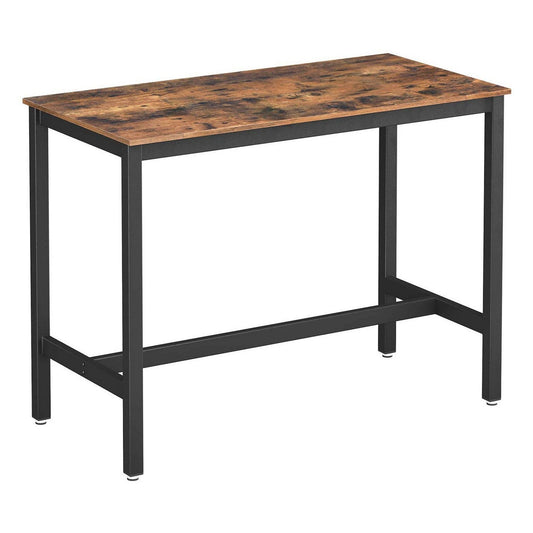 Benzara BM217109 Rectangular Wooden Top Dining Table With Metal Frame, Rustic Brown and Black