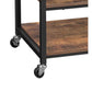 Benzara BM217118 Brown and Black Caster Supported Wood and Metal Kitchen Cart With 3 Shelves