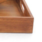 Benzara BM217293 Brown Rectangular Wooden Serving Tray With Cut Out Handles, Set of 2