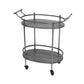 Benzara BM217301 Gray and Black Oval Metal Frame Service Cart With Casters