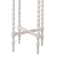 Benzara BM217911 White Wooden Round Accent Table With Tray Top and Beaded Turned Legs