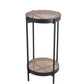 Benzara BM217924 Brown and Black Metal Accent Table With Mesh Design Shelf and Top