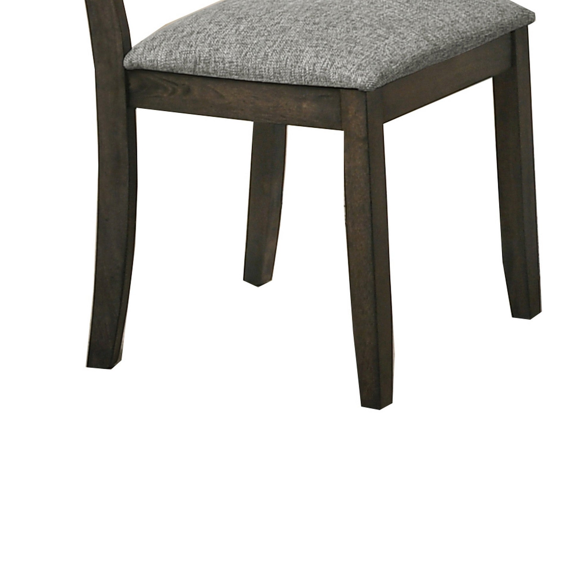 Benzara BM218003 Brown and Gray Wooden Side Chair With Fabric Upholstered Seat, Set of 2