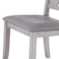 Benzara BM218004 White and Gray Wooden Side Chair With Fabric Upholstered Seat, Set of 2