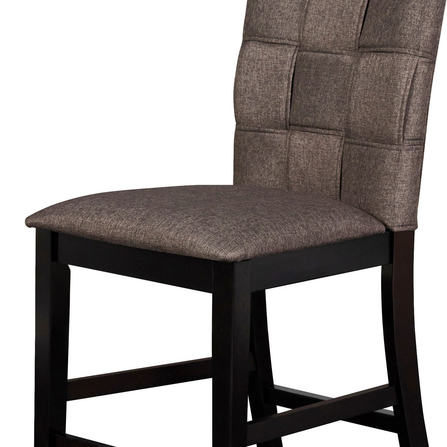 Benzara BM218058 Gray Fabric Counter Chair With Interwoven Backrest and Padded Seat, Set of 2