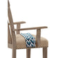 Benzara BM218604 Beige and Brown Wood and Fabric Dining Side Armchairs With Nail Head Trim