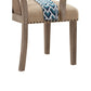 Benzara BM218604 Beige and Brown Wood and Fabric Dining Side Armchairs With Nail Head Trim