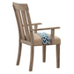 Benzara BM218604 Beige and Brown Wood and Fabric Dining Side Armchairs With Nail Head Trim