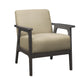 Benzara BM219765 Light Brown Fabric Upholstered Accent Chair With Straight Arms