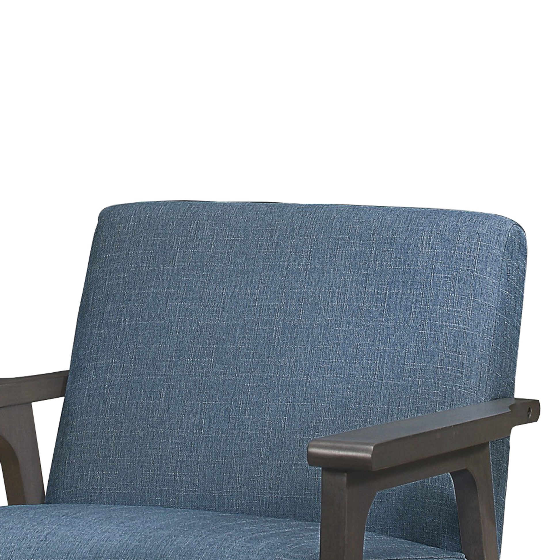 Benzara BM219766 Blue Fabric Upholstered Accent Chair With Straight Arms