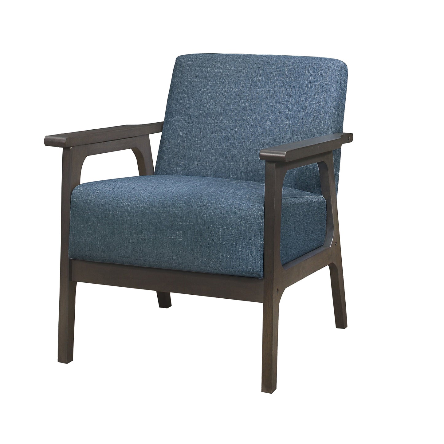 Benzara BM219766 Blue Fabric Upholstered Accent Chair With Straight Arms