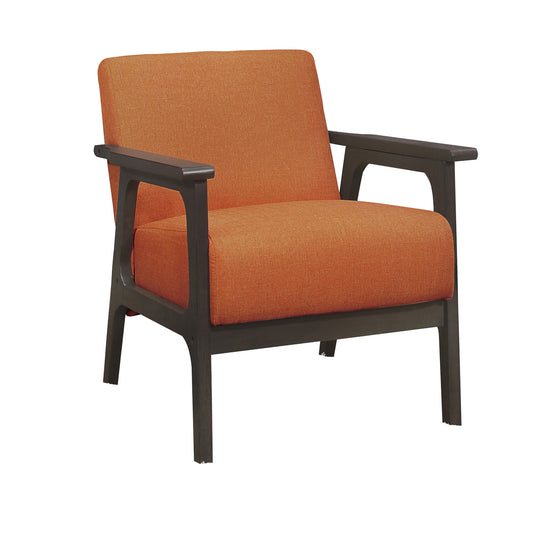 Benzara BM219767 Orange Fabric Upholstered Accent Chair With Straight Arms