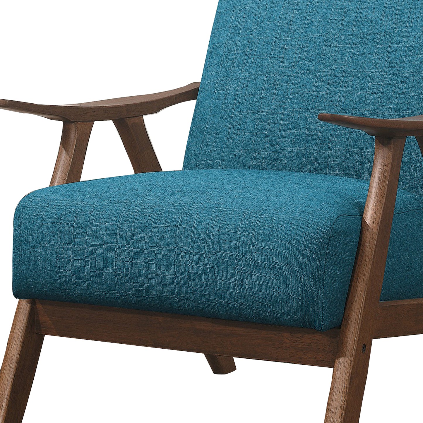 Benzara BM219773 Blue Fabric Upholstered Accent Chair With Curved Armrests