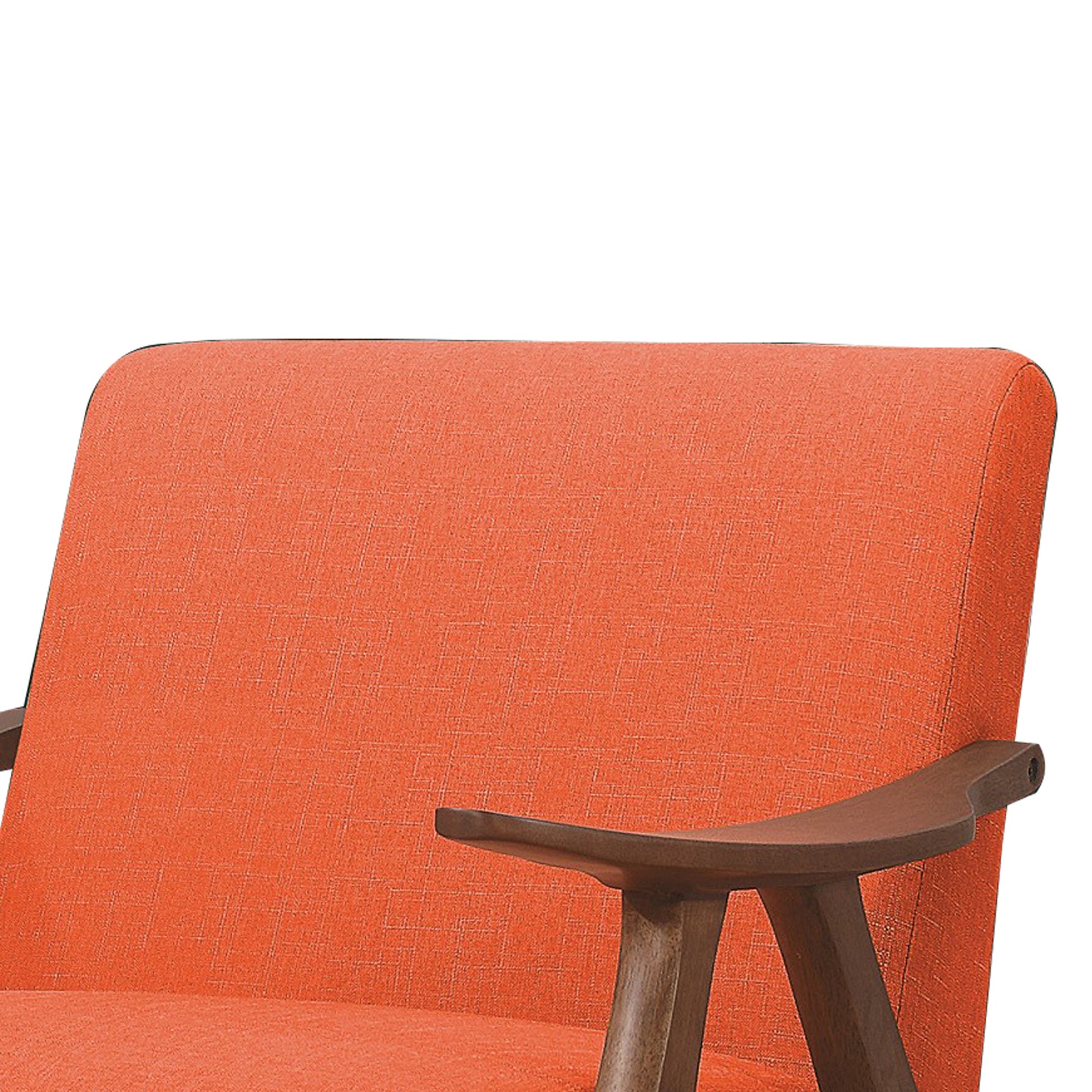 Benzara BM219776 Orange Fabric Upholstered Accent Chair With Curved Armrests