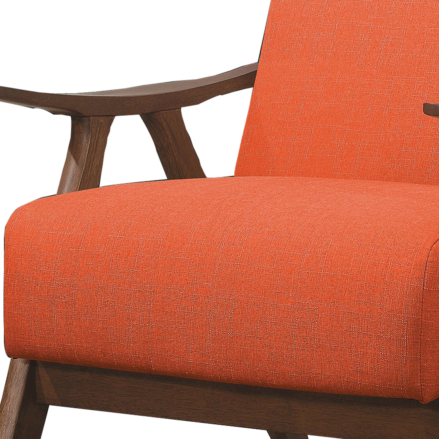 Benzara BM219776 Orange Fabric Upholstered Accent Chair With Curved Armrests