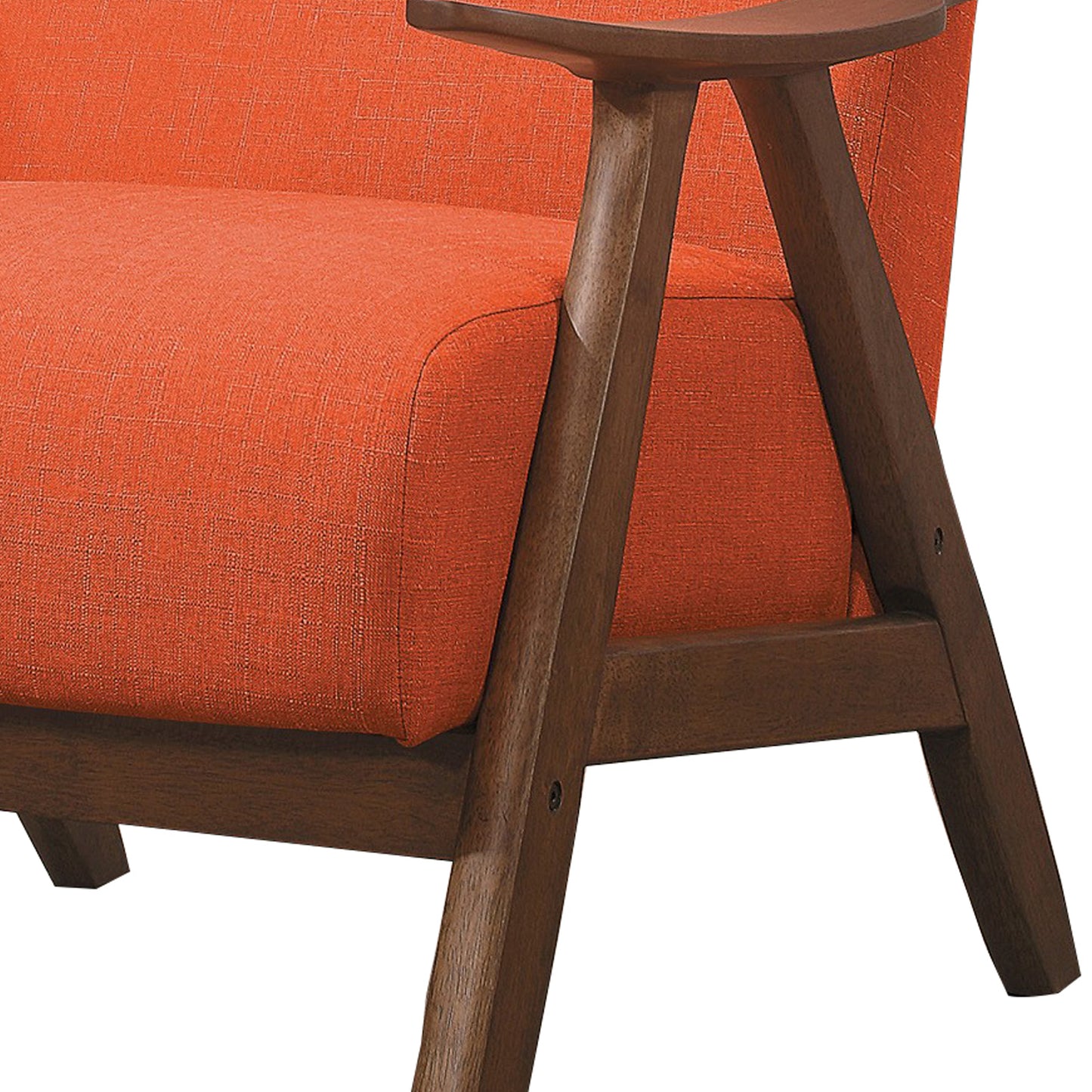 Benzara BM219776 Orange Fabric Upholstered Accent Chair With Curved Armrests