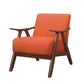 Benzara BM219776 Orange Fabric Upholstered Accent Chair With Curved Armrests