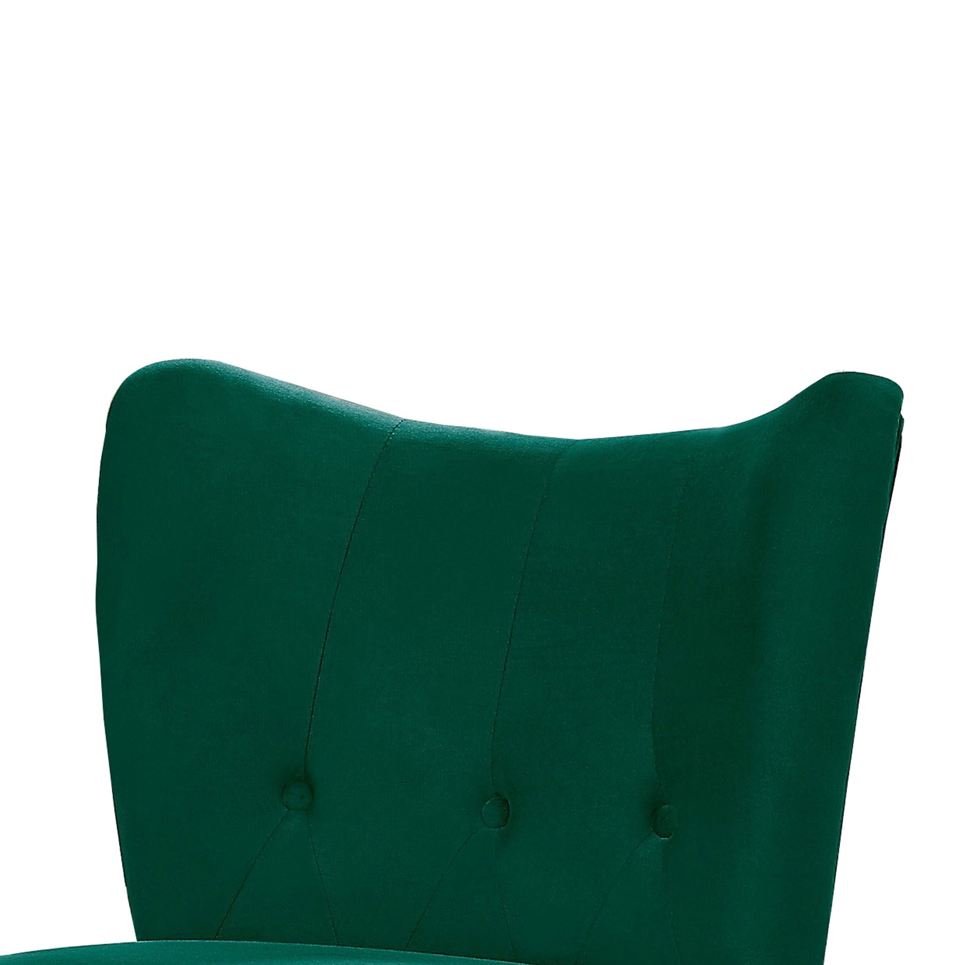 Benzara BM219777 Green Upholstered Armless Accent Chair With Flared Back and Button Tufting