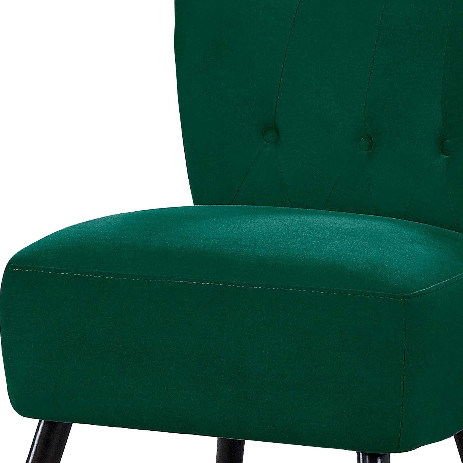 Benzara BM219777 Green Upholstered Armless Accent Chair With Flared Back and Button Tufting