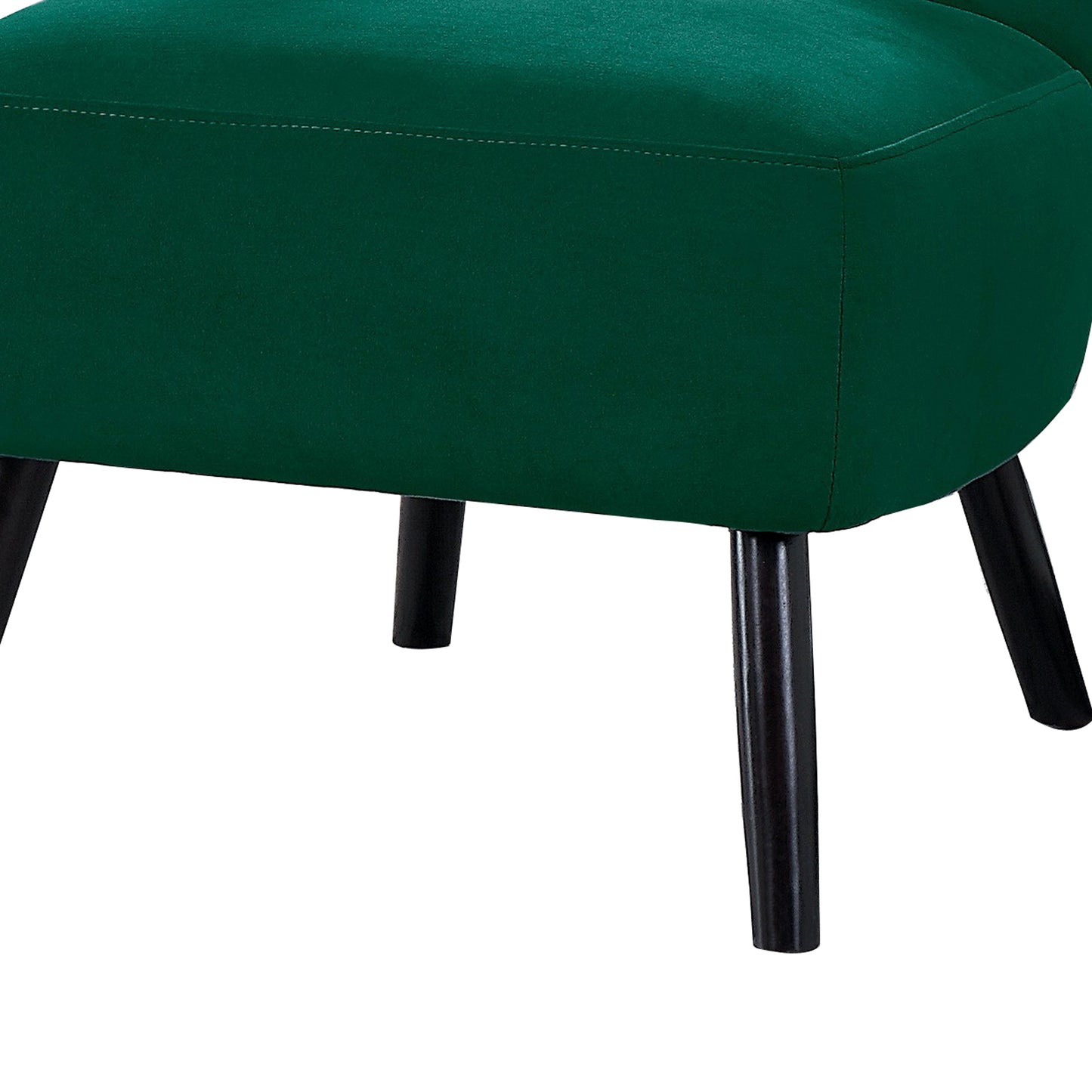 Benzara BM219777 Green Upholstered Armless Accent Chair With Flared Back and Button Tufting