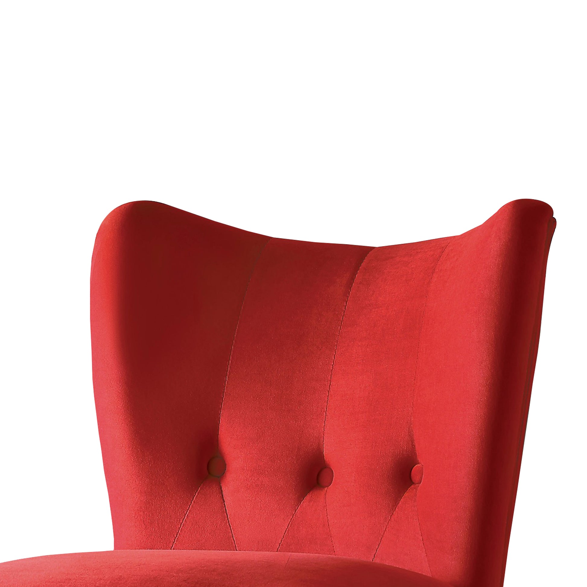 Benzara BM219779 Red Upholstered Armless Accent Chair With Flared Back and Button Tufting