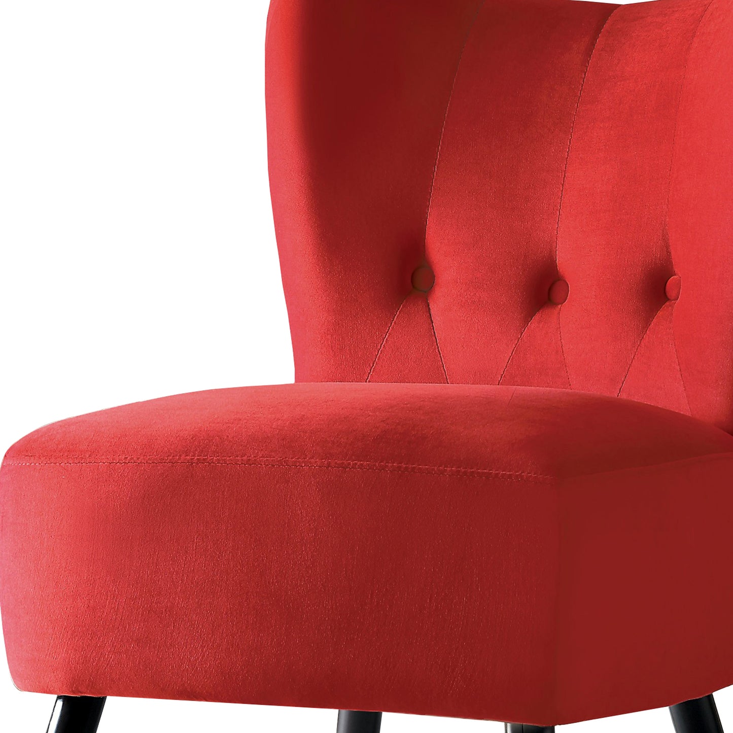 Benzara BM219779 Red Upholstered Armless Accent Chair With Flared Back and Button Tufting