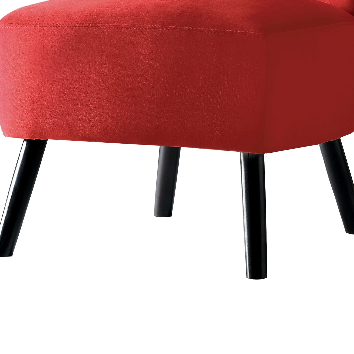 Benzara BM219779 Red Upholstered Armless Accent Chair With Flared Back and Button Tufting