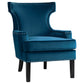 Benzara BM219782 Navy Blue Fabric Upholstered Accent Chair With Curved Side Panels