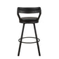 Benzara BM219934 Dark Gray Leatherette Pub Chair With Curved Design Open Backrest, Set of 2