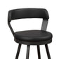 Benzara BM219934 Dark Gray Leatherette Pub Chair With Curved Design Open Backrest, Set of 2