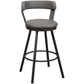 Benzara BM219936 Light Gray Leatherette Pub Chair With Curved Design Open Backrest, Set of 2