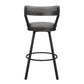 Benzara BM219936 Light Gray Leatherette Pub Chair With Curved Design Open Backrest, Set of 2