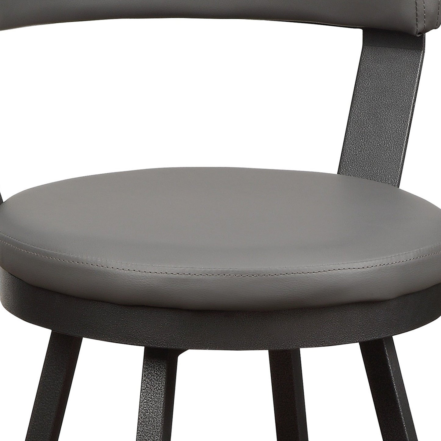 Benzara BM219936 Light Gray Leatherette Pub Chair With Curved Design Open Backrest, Set of 2