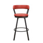 Benzara BM219937 Red Leatherette Pub Chair With Curved Design Open Backrest, Set of 2