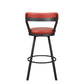 Benzara BM219937 Red Leatherette Pub Chair With Curved Design Open Backrest, Set of 2