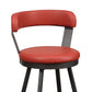 Benzara BM219937 Red Leatherette Pub Chair With Curved Design Open Backrest, Set of 2