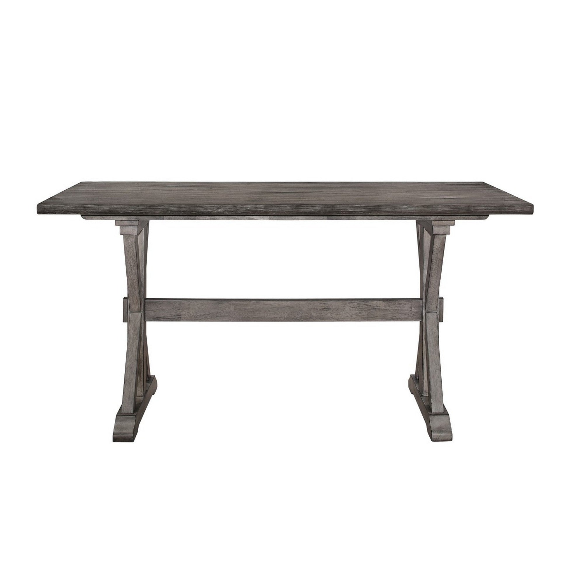 Benzara BM219951 Wooden Farmhouse Style Counter Height Table With X Shaped Base, Gray