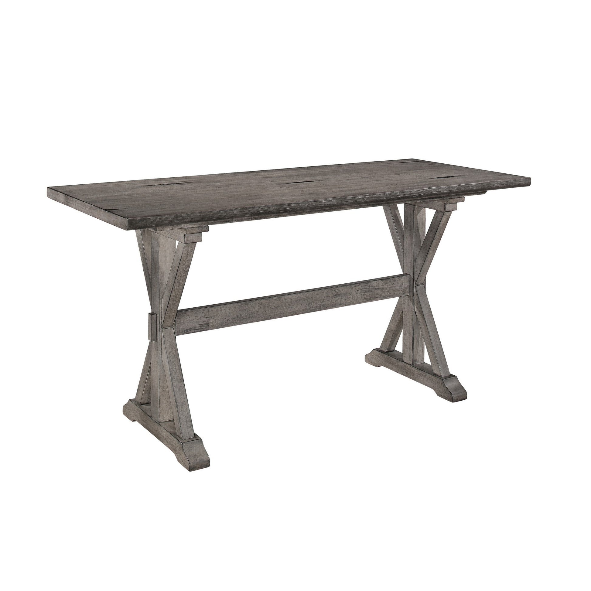 Benzara BM219951 Wooden Farmhouse Style Counter Height Table With X Shaped Base, Gray