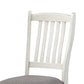 Benzara BM219966 Antique White Wooden Side Chair With Flared Design Slatted Back, Set of 2