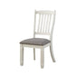 Benzara BM219966 Antique White Wooden Side Chair With Flared Design Slatted Back, Set of 2